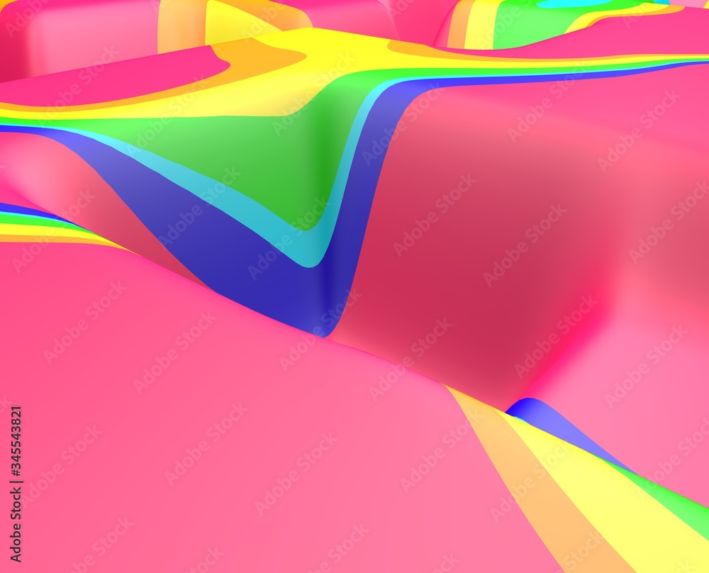 Poster abstract space. rainbow colors. digital art. perspective. 3d rendering.