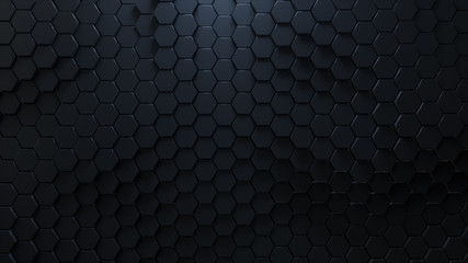 Honeycomb mosaic with black hexagons 3D render