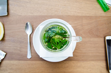 Freshly made hot herbal tea