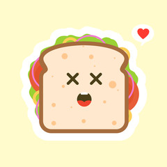 Delicious tasty sandwich cartoon.