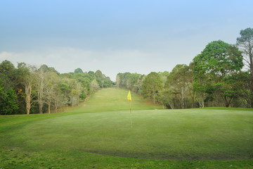 Beautiful golf course in a sunny day.