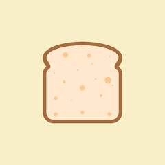 flat design single bread slice icon, stock vector illustration. Simple, flat slice of bread icon. Isolated on color background 