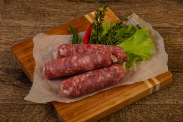 Raw pork sausages