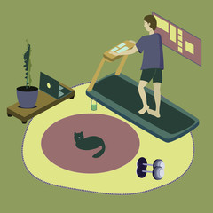 vector illustration of a man on a treadmill