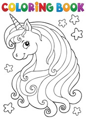 Coloring book unicorn head theme 1 © Klara Viskova