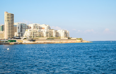 view of the Sliema city, seen from Vallette city, Malta