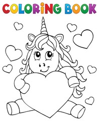 Coloring book Valentine unicorn theme 1