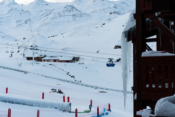 Morning view on the ski area in Val Thorens from the balcony