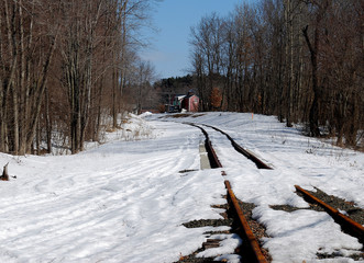 Railroad Tracks Covered With Snow
