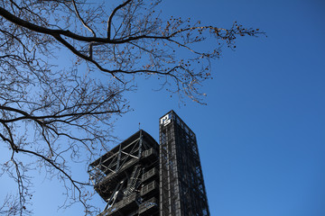 mine drill on the blue sky