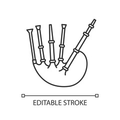 Bagpipes pixel perfect linear icon. National scottish musical instrument. Traditional music. Thin line customizable illustration. Contour symbol. Vector isolated outline drawing. Editable stroke