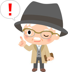 アイデアを思い付いたオシャレなシニア男性