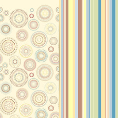 Set of two pattern tiles. Geometrical hand draw delicate circles and lines patterns design for textile, fabric, backgrounds, wallpapers and surface design templates. Beige