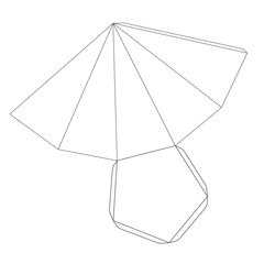 Paper pyramid template with five edges, trim scheme on white