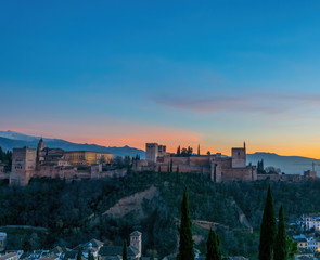 Fototapeta na wymiar Granada. The fortress and arabic palace complex of Alhambra, Spain
