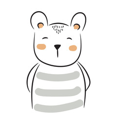 Cute doodle bear illustration. Simple hand drawn baby animal for apparel prints.