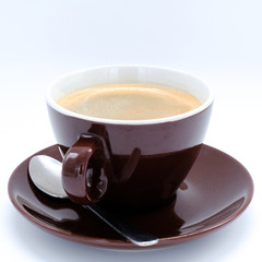 Close up shot Americano black Coffee on white background, Refresh in the morning concept.

