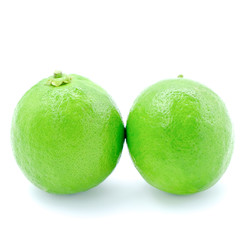 Closeup citrus-fruit of lime on black background, Organic farm concept.
