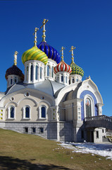 Fototapeta na wymiar MOSCOW, RUSSIA - March, 2019: Church of the Holy Prince Igor of Chernigov located in the suburban village of Peredelkino