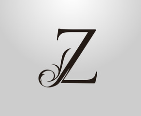 Classic Z Letter logo. Graceful royal style Initial Z. Vintage drawn emblem for book design,wedding invitation, brand name, business card, Restaurant, Boutique, Hotel.