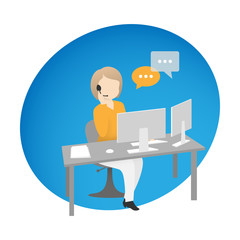 Female call center operator answering customers