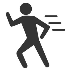 Running man silhouette vector illustration. A black and white symbol on isolated white background.