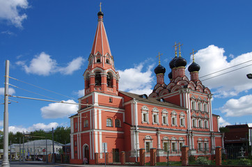 Fototapeta na wymiar Moscow, Russia - May, 2019: Church of Saint Nicholas the Wonderworker in Bolvanovka
