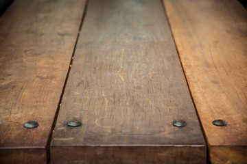 close up top table wooden texture , brown vintage and grunge background.