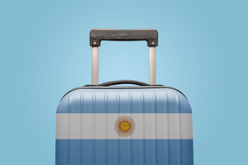 Baggage with Argentina flag print tourism and vacation concept.