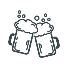 Two mugs of beer. Vector, illustration