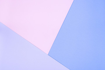 Geometrical pattern made from blue, violet and light violet paper, abstract blank background for template, horizontal, copy space