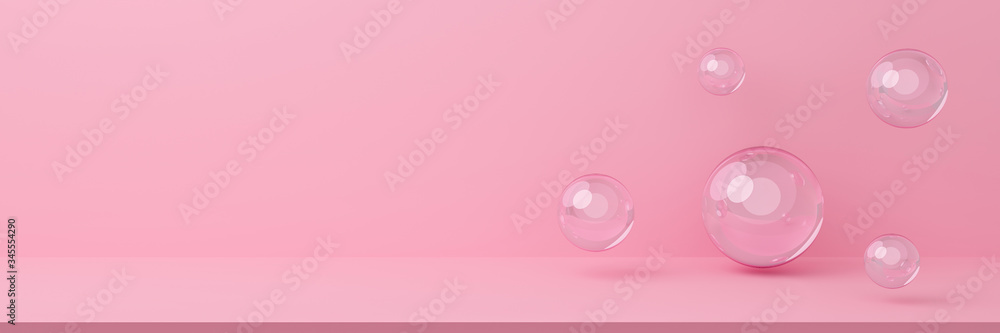 Poster abstract cosmetics background with pastel geometric shape. 3d rendering for display product, banner 