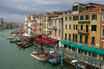 View of Venice with boats and gondolas