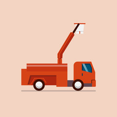 Red truck with crane