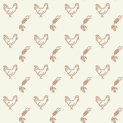 Farming and agriculture icons pattern. Farm animals seamless background. Seamless pattern vector illustration