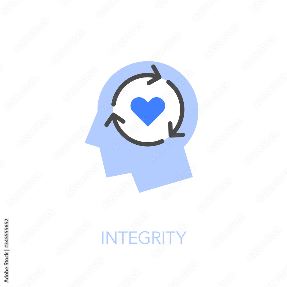 Poster integrity in the workplace symbol with a human head and a heart. easy to use for your website or pre