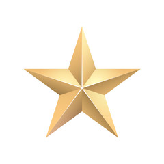 Fototapeta premium Golden 3d star with Golden 3d star with highlights. Icon for holiday design element. Vector illustration.