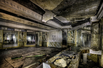 Scary abandoned room in an old building