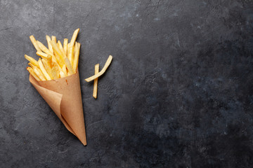 French crispy potato fries - obrazy, fototapety, plakaty