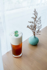 Peach Iced Tea in cafe.