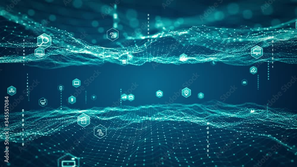 Poster technology internet of things (iot) and networking concept. abstract technology background for inter