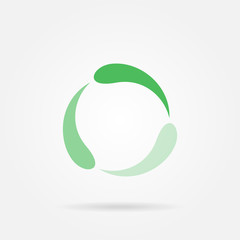 Abstract triangle green leaf logo. Green triangular eco recycle icon. Ecology, technology, bio style templates design. Stock - Vector illustration.