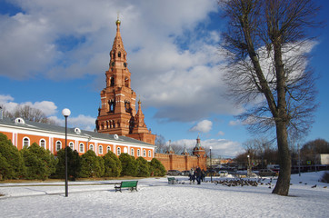 Naklejka premium SERGIYEV POSAD, RUSSIA - February, 2020: The Chernigovsky skete in Sergiev Posad