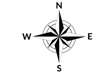 Compass rose, wind rose, basic, simple vector graphic, world directions