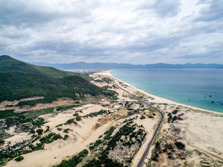 Aerial of Hon Ngang Beach, Dam Mon Peninsula, Van Phong Bay, Van Ninh, Khanh Hoa