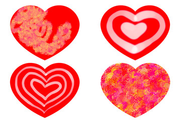 Red colored heart-shaped graphic symbol, in formation with brush strokes, on a white background.