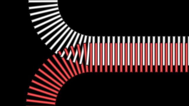 Abstract CGI motion background with moving geometric shapes in zipper shape (full HD 1920x1080, 30 fps).