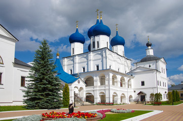 Fototapeta na wymiar SERPUKHOV, RUSSIA - September, 2019: Vysotsky Monastery is a walled Russian Orthodox monastery