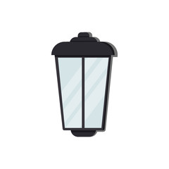 Wall lamp dark gray on an isolated white background. Decorative lamp for home and modern interior, lighting for the terrace, balcony streets. Modern flat style. Stock vector illustration.