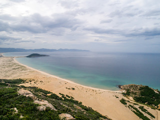 Aerial of Hon Ngang Beach, Dam Mon Peninsula, Van Phong Bay, Van Ninh, Khanh Hoa